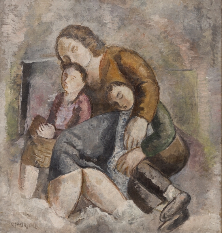 Lasar Segall | Mulher deitada com filhos, 1948